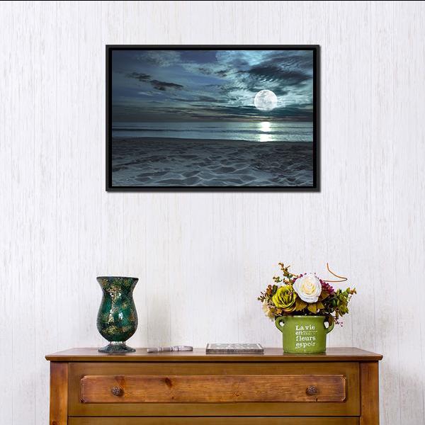 Beach At Twilight Time Panoramic Canvas Wall Art-1 Piece-36" x 12"-Tiaracle