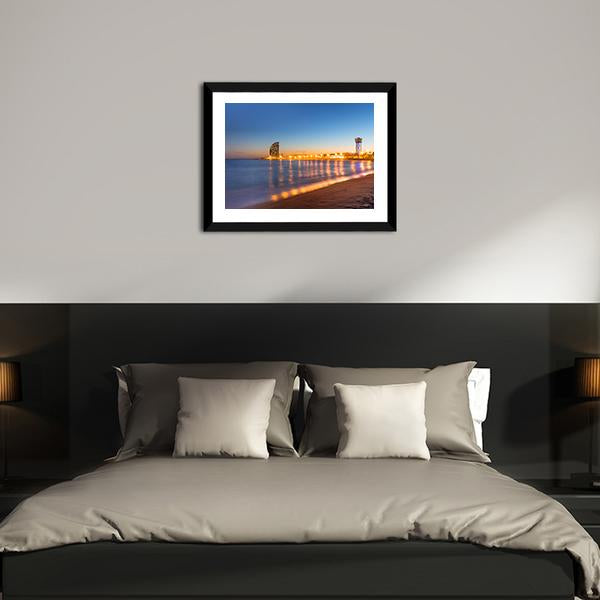Beach in Barcelona Canvas Wall Art-3 Horizontal-Gallery Wrap-25" x 16"-Tiaracle