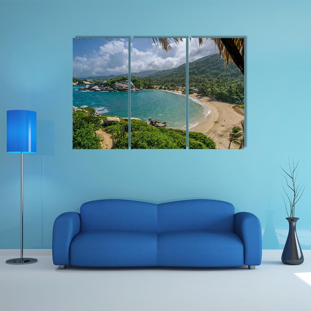 Beach In Colombia Canvas Wall Art-3 Horizontal-Gallery Wrap-37" x 24"-Tiaracle