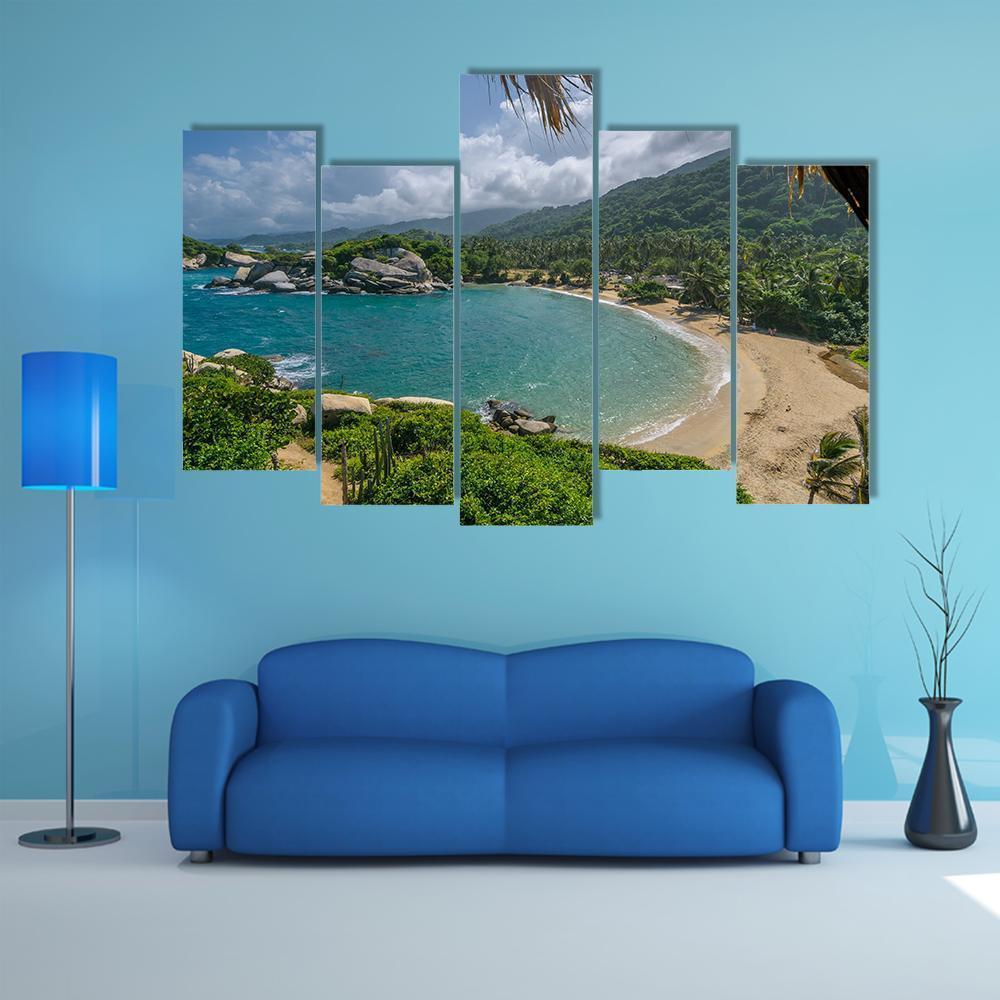 Beach In Colombia Canvas Wall Art-5 Pop-Gallery Wrap-47" x 32"-Tiaracle