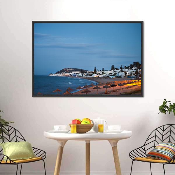 Beach In Gammarth Canvas Wall Art-1 Piece-Floating Frame-24" x 16"-Tiaracle