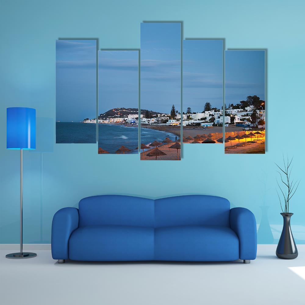 Beach In Gammarth Canvas Wall Art-5 Pop-Gallery Wrap-47" x 32"-Tiaracle