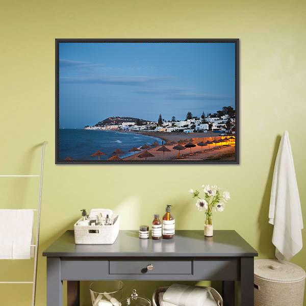 Beach In Gammarth Canvas Wall Art-3 Horizontal-Gallery Wrap-25" x 16"-Tiaracle