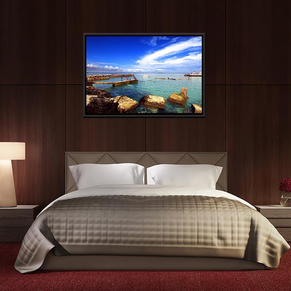 Beach In Goree Island Panoramic Canvas Wall Art-1 Piece-36" x 12"-Tiaracle