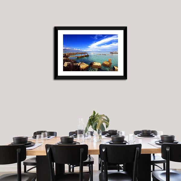 Beach In Goree Island Panoramic Canvas Wall Art-1 Piece-36" x 12"-Tiaracle