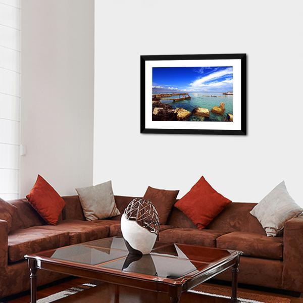 Beach In Goree Island Panoramic Canvas Wall Art-1 Piece-36" x 12"-Tiaracle