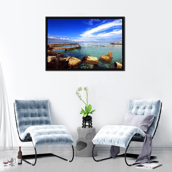 Beach In Goree Island Panoramic Canvas Wall Art-1 Piece-36" x 12"-Tiaracle