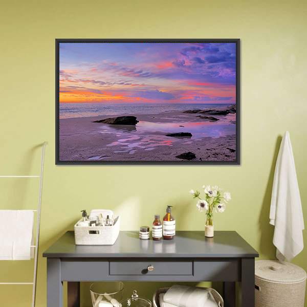Beach In Perth Canvas Wall Art-1 Piece-Floating Frame-24" x 16"-Tiaracle