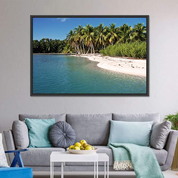 Beach In Polynesia Canvas Wall Art-1 Piece-Floating Frame-24" x 16"-Tiaracle