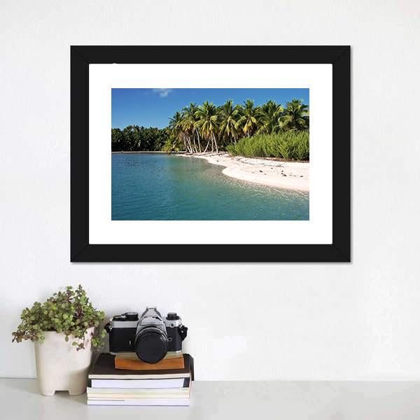 Beach In Polynesia Canvas Wall Art-1 Piece-Framed Print-20" x 16"-Tiaracle