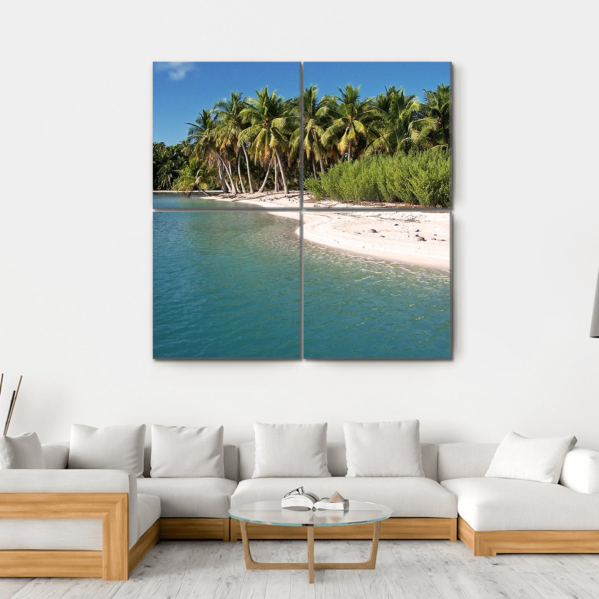 Beach In Polynesia Canvas Wall Art-4 Square-Gallery Wrap-17" x 17"-Tiaracle