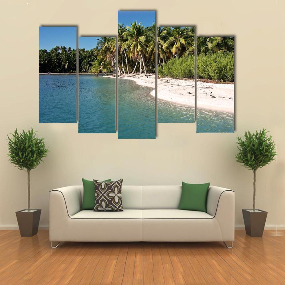 Beach In Polynesia Canvas Wall Art-5 Pop-Gallery Wrap-47" x 32"-Tiaracle