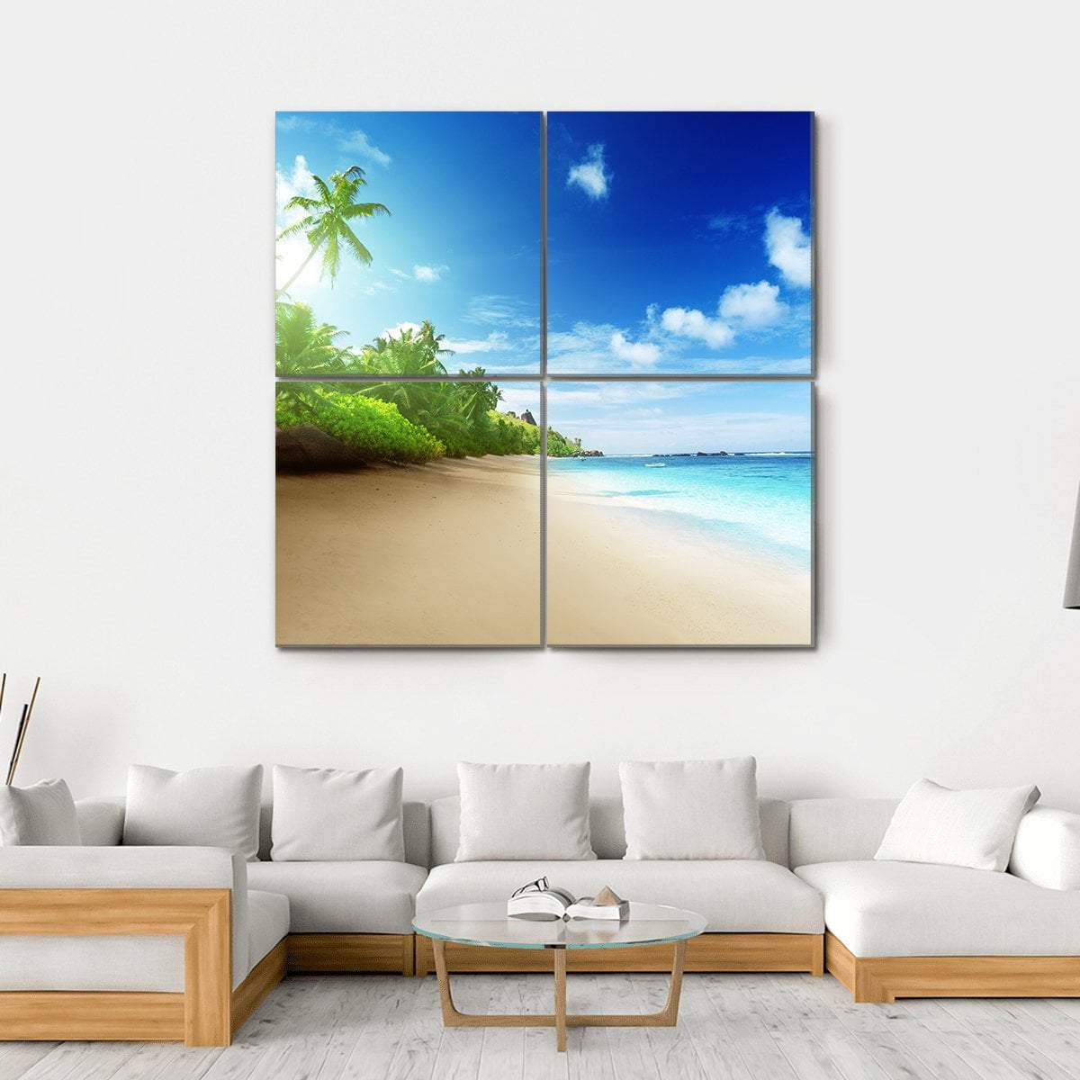 Sunset Time On Mahe Island Canvas Wall Art-4 Square-Gallery Wrap-17" x 17"-Tiaracle