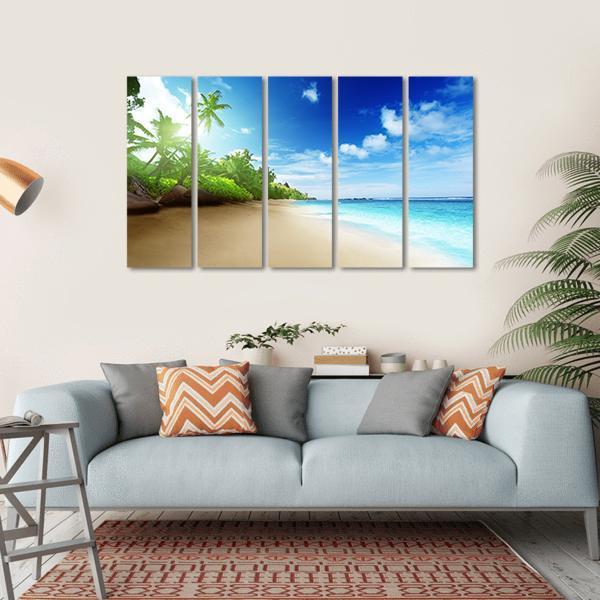 Sunset Time On Mahe Island Canvas Wall Art-5 Horizontal-Gallery Wrap-22" x 12"-Tiaracle