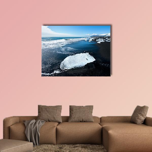Beach In South Of Iceland Canvas Wall Art-1 Piece-Gallery Wrap-48" x 32"-Tiaracle