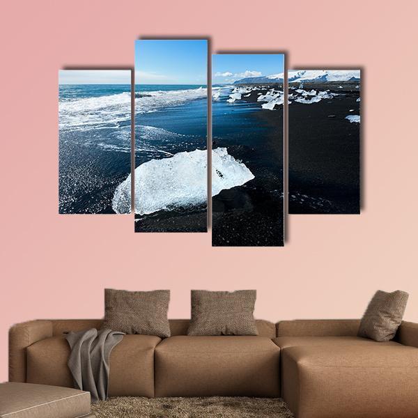 Beach In South Of Iceland Canvas Wall Art-4 Pop-Gallery Wrap-50" x 32"-Tiaracle