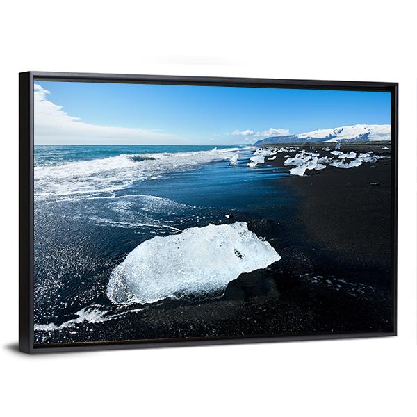 Beach In South Of Iceland Canvas Wall Art-3 Horizontal-Gallery Wrap-25" x 16"-Tiaracle