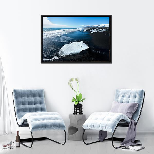 Beach In South Of Iceland Canvas Wall Art-3 Horizontal-Gallery Wrap-25" x 16"-Tiaracle