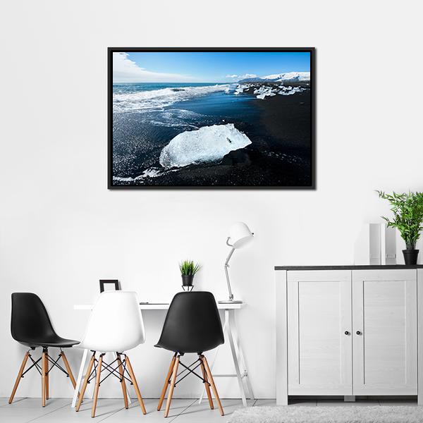 Beach In South Of Iceland Canvas Wall Art-3 Horizontal-Gallery Wrap-25" x 16"-Tiaracle