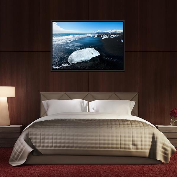 Beach In South Of Iceland Canvas Wall Art-3 Horizontal-Gallery Wrap-25" x 16"-Tiaracle