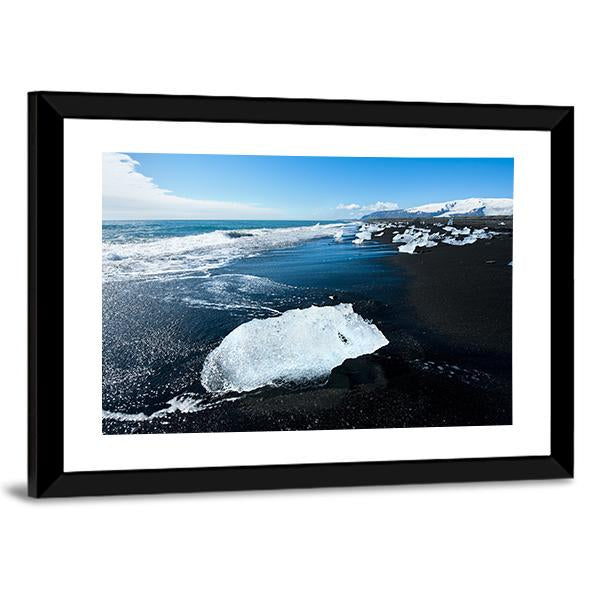 Beach In South Of Iceland Canvas Wall Art-3 Horizontal-Gallery Wrap-25" x 16"-Tiaracle