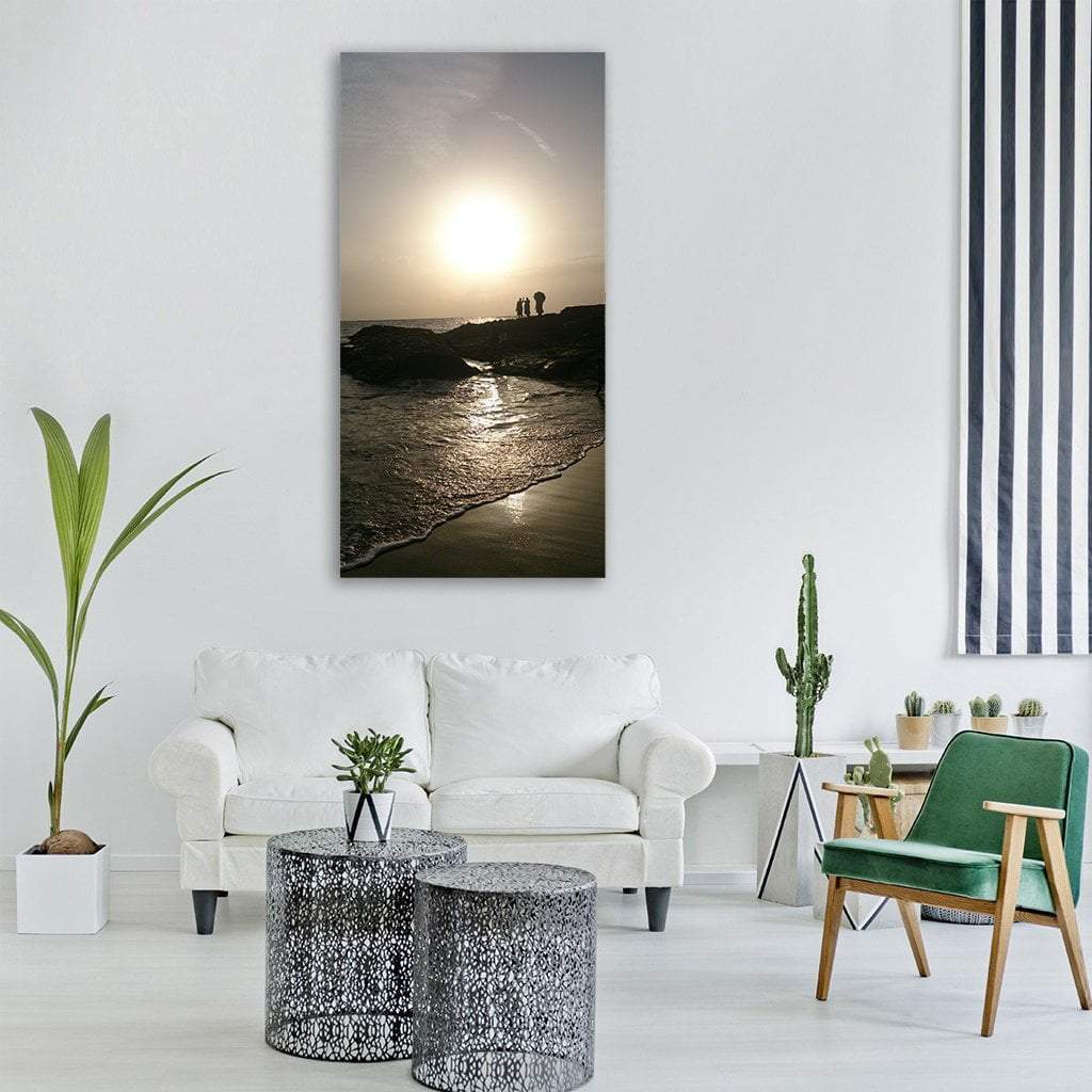 Beach Landscape Vertical Canvas Wall Art-3 Vertical-Gallery Wrap-12" x 25"-Tiaracle