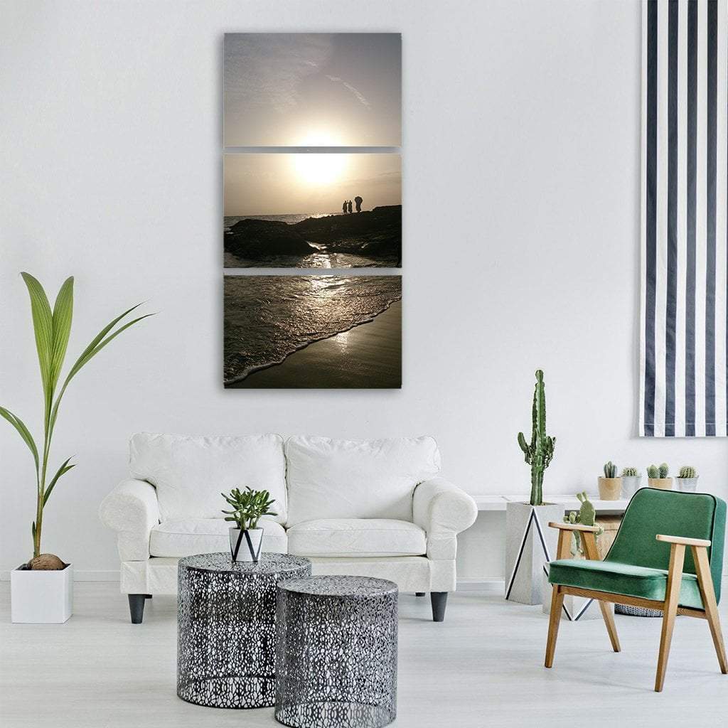 Beach Landscape Vertical Canvas Wall Art-3 Vertical-Gallery Wrap-12" x 25"-Tiaracle