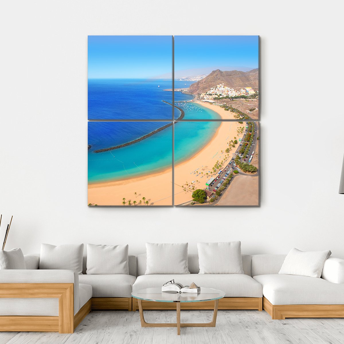 Playa de Las Teresitas Canvas Wall Art-4 Square-Gallery Wrap-17" x 17"-Tiaracle