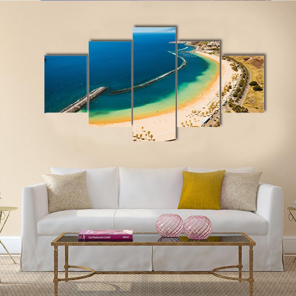 Beach Las Teresitas Canvas Wall Art-5 Star-Gallery Wrap-62" x 32"-Tiaracle