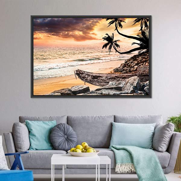 Beach Near The Ocean Canvas Wall Art-1 Piece-Floating Frame-36" x 24"-Tiaracle