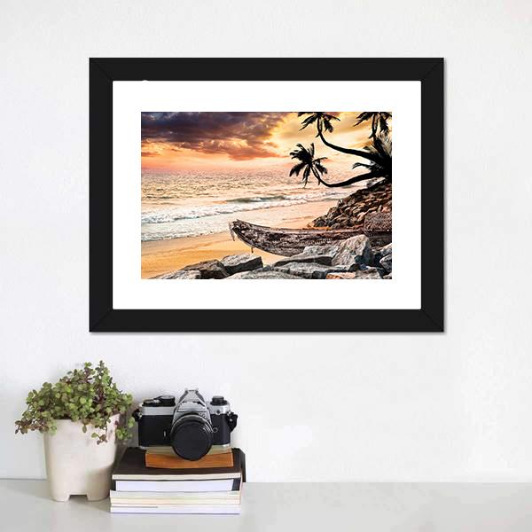 Beach Near The Ocean Canvas Wall Art-1 Piece-Framed Print-30" x 20"-Tiaracle