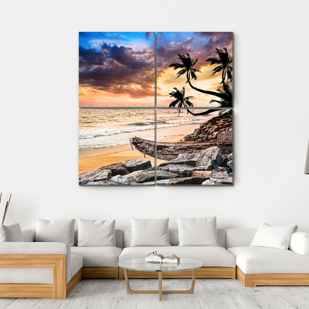 Beach Near The Ocean Canvas Wall Art-4 Square-Gallery Wrap-17" x 17"-Tiaracle