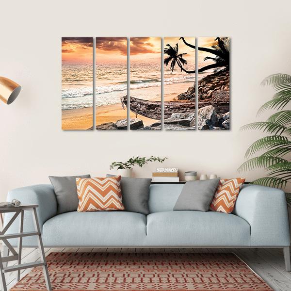 Beach Near The Ocean Canvas Wall Art-5 Horizontal-Gallery Wrap-22" x 12"-Tiaracle
