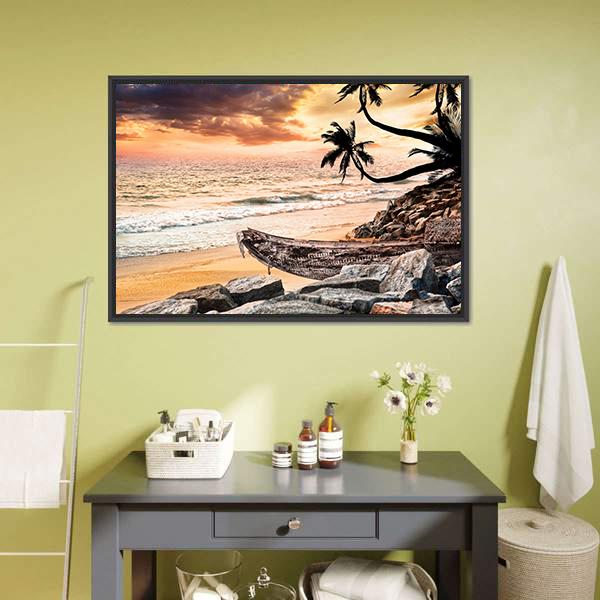 Beach Near The Ocean Canvas Wall Art-5 Horizontal-Gallery Wrap-22" x 12"-Tiaracle