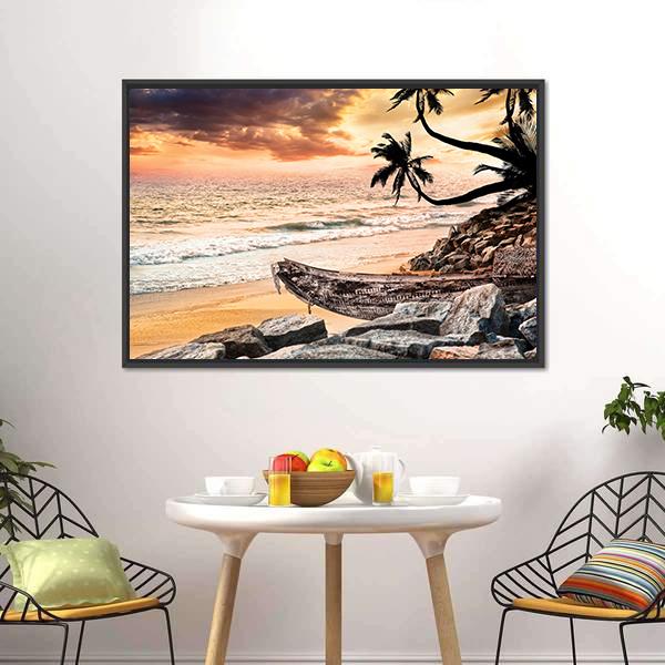 Beach Near The Ocean Canvas Wall Art-5 Horizontal-Gallery Wrap-22" x 12"-Tiaracle