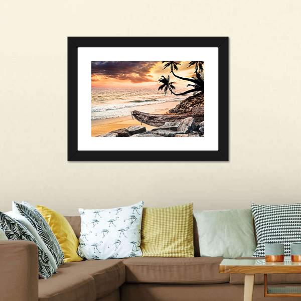 Beach Near The Ocean Canvas Wall Art-5 Horizontal-Gallery Wrap-22" x 12"-Tiaracle