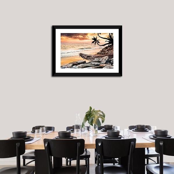 Beach Near The Ocean Vertical Canvas Wall Art-3 Vertical-Gallery Wrap-12" x 25"-Tiaracle