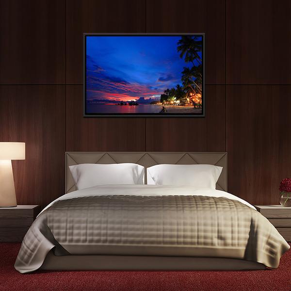Beach Night Scene Canvas Wall Art-3 Horizontal-Gallery Wrap-25" x 16"-Tiaracle