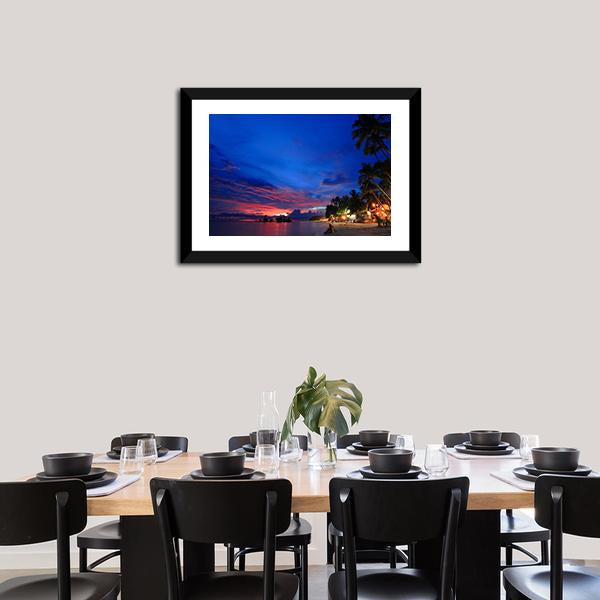 Beach Night Scene Canvas Wall Art-3 Horizontal-Gallery Wrap-25" x 16"-Tiaracle