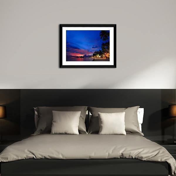 Beach Night Scene Canvas Wall Art-3 Horizontal-Gallery Wrap-25" x 16"-Tiaracle