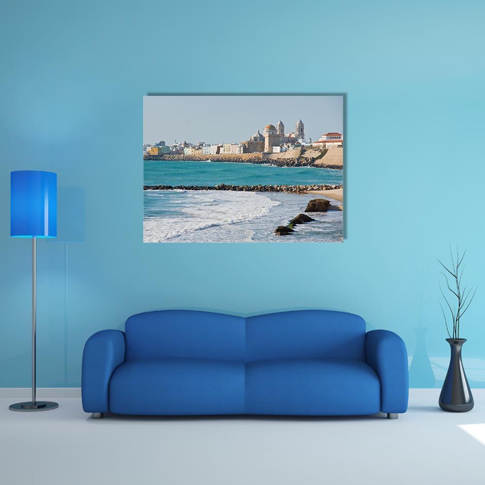 Beach Of Cadiz Spain Canvas Wall Art-1 Piece-Gallery Wrap-48" x 32"-Tiaracle