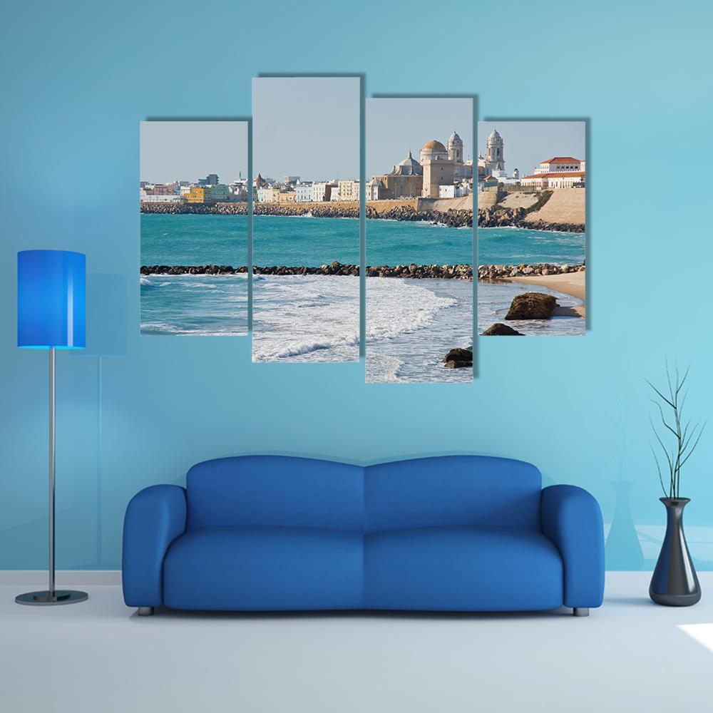 Beach Of Cadiz Spain Canvas Wall Art-4 Pop-Gallery Wrap-50" x 32"-Tiaracle