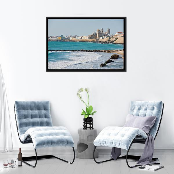Beach Of Cadiz Spain Canvas Wall Art-3 Horizontal-Gallery Wrap-25" x 16"-Tiaracle