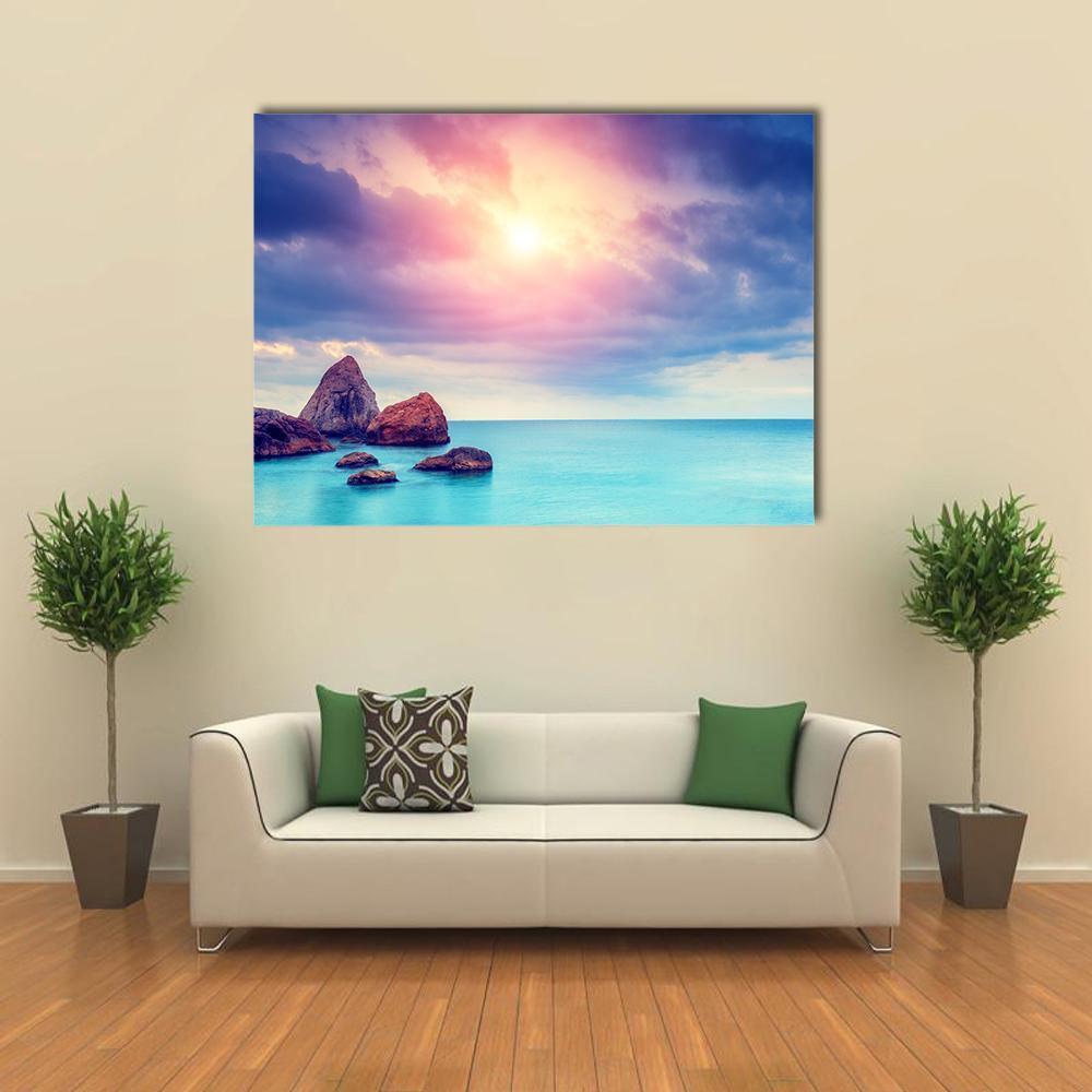 Black Sea Dramatic Scene Canvas Wall Art-1 Piece-Gallery Wrap-48" x 32"-Tiaracle