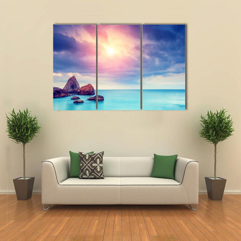 Black Sea Dramatic Scene Canvas Wall Art-3 Horizontal-Gallery Wrap-37" x 24"-Tiaracle