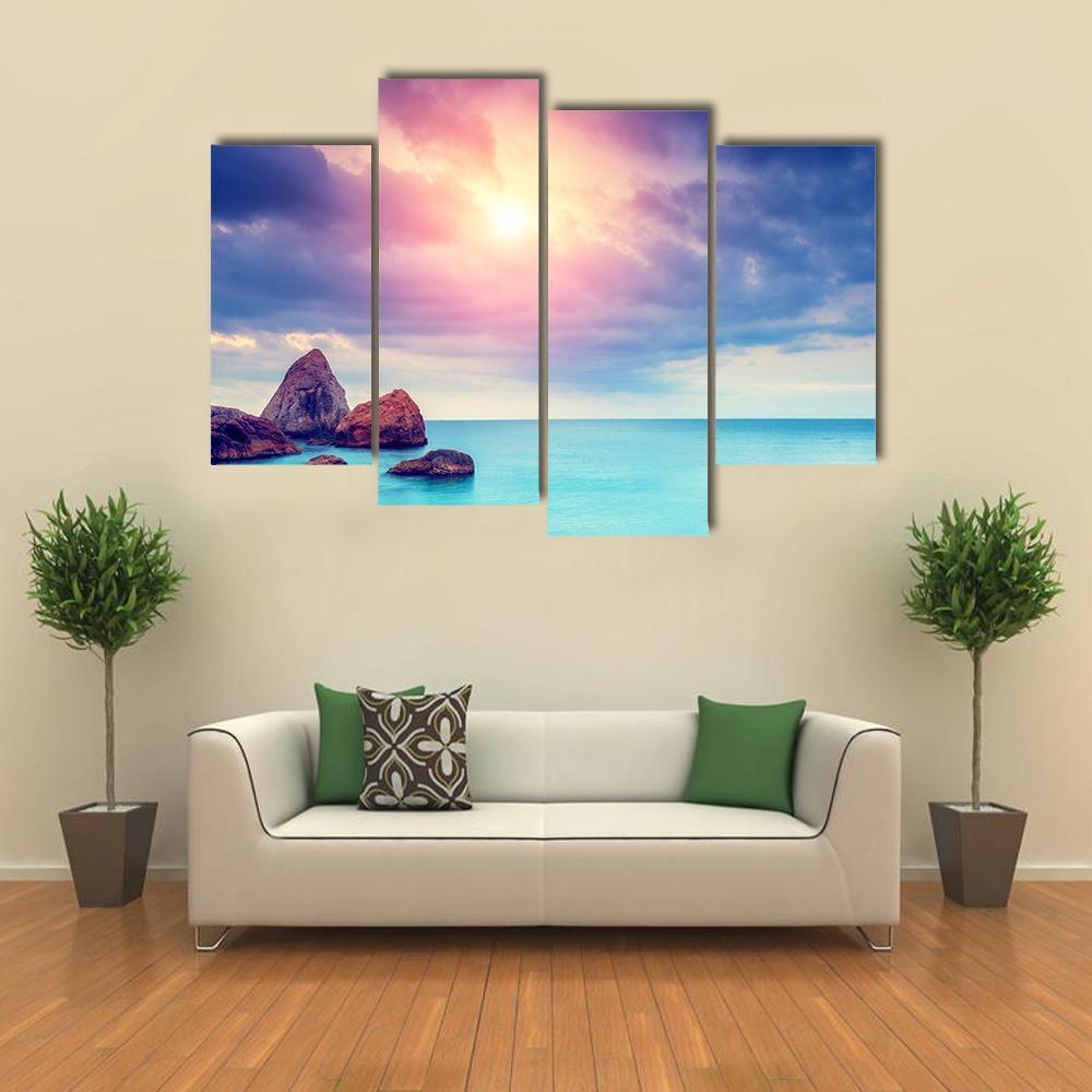 Black Sea Dramatic Scene Canvas Wall Art-4 Pop-Gallery Wrap-50" x 32"-Tiaracle