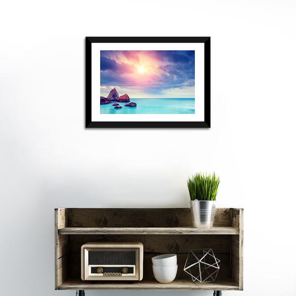 Black Sea Dramatic Scene Canvas Wall Art-1 Piece-Framed Print-20" x 16"-Tiaracle