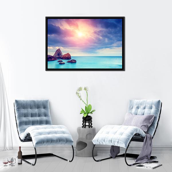 Black Sea Dramatic Scene Canvas Wall Art-3 Horizontal-Gallery Wrap-25" x 16"-Tiaracle