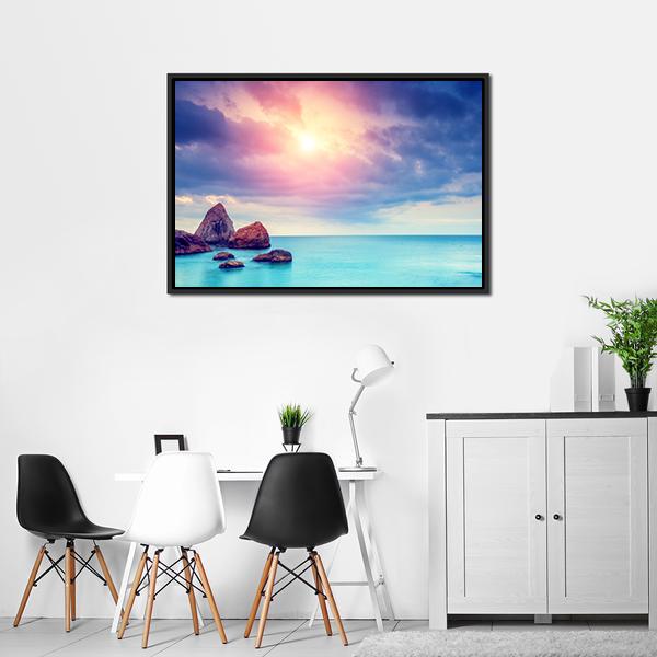 Black Sea Dramatic Scene Canvas Wall Art-3 Horizontal-Gallery Wrap-25" x 16"-Tiaracle