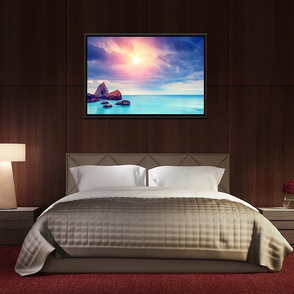 Black Sea Dramatic Scene Canvas Wall Art-3 Horizontal-Gallery Wrap-25" x 16"-Tiaracle